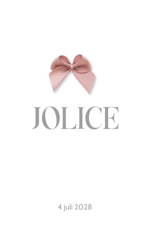 Klassiek oud-hollands geboortekaartje met echt strikje voor een meisje