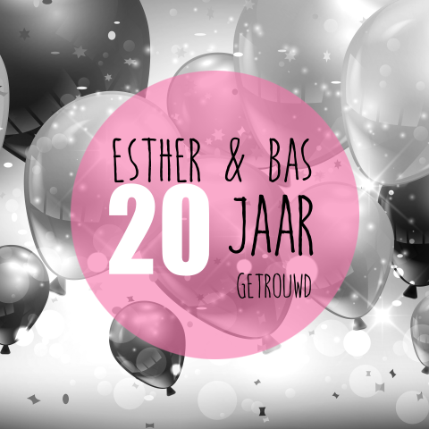 Uitnodiging 20 jarig jubileum ballonnen