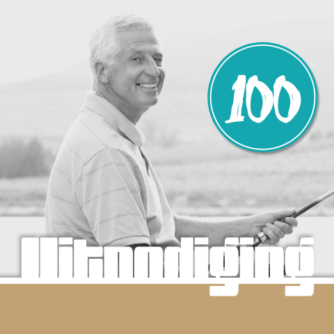 Uitnodiging 100e verjaardag foto petrol en goud