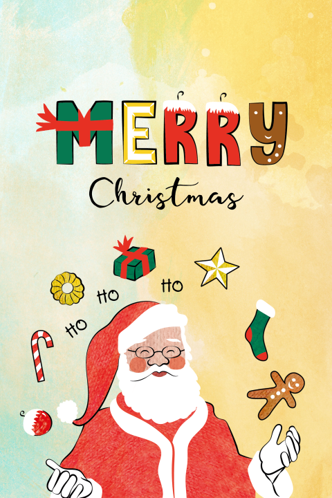 Kerstkaart kerstman illustratie