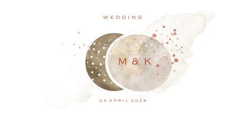 Trouwkaart watercolor abstract maan