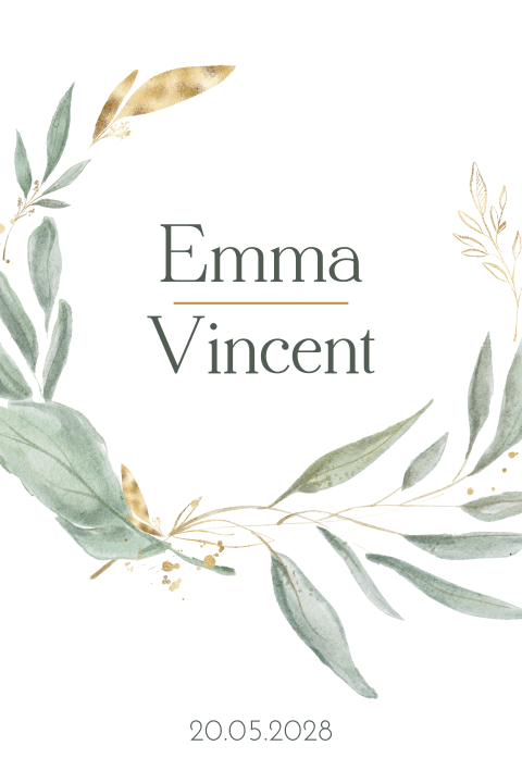 Uitnodiging trouwen bruiloft met botanische krans