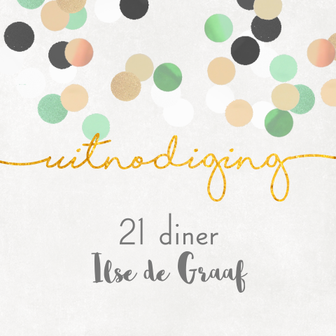 Moderne uitnodiging voor 21 diner met confetti