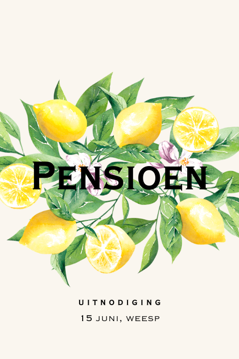 Uitnodiging pensioen met citroenen