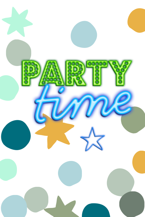 Party uitnodiging kinderfeestje neon