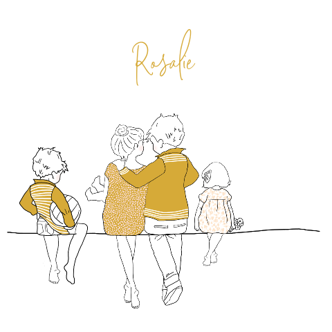 Geboortekaartje 3e kindje gezin meisje met zusje en broer