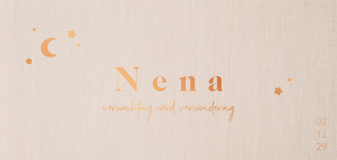 Geboortekaartje maantje ster stipje koperfolie meisje