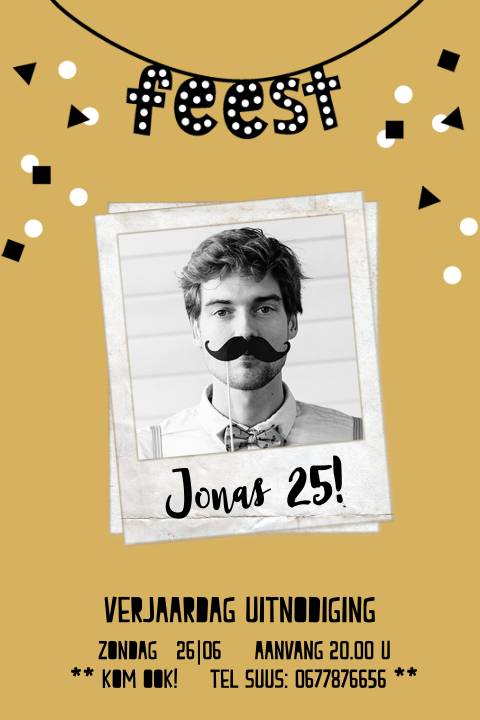 Toffe confetti uitnodiging voor een 25e verjaardag party