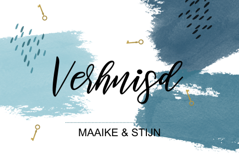 Verhuiskaart watercolor met stipjes blauw