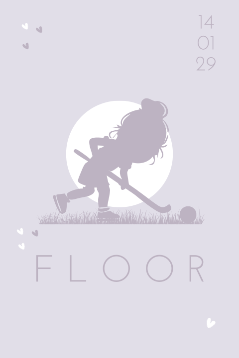 Geboortekaartje meisje met hockey stick