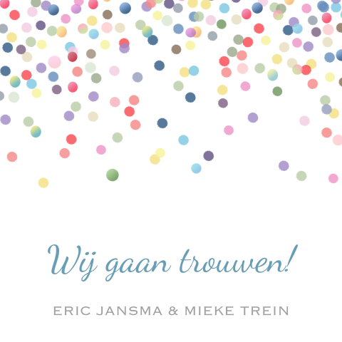 Feestelijk huwelijksuitnodiging trouwkaart met confetti