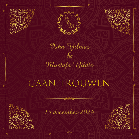 Trouwkaart islamitisch ornament goudlook