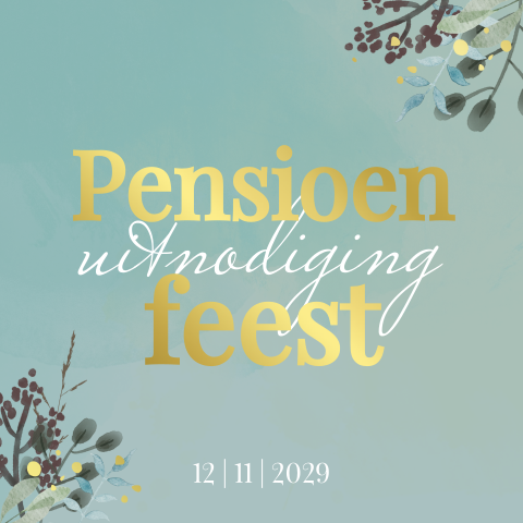 Pensioenfeest uitnodiging luxe met takjes en foliedruk