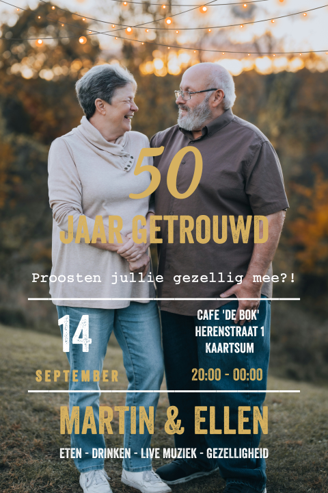 Jubileum uitnodiging feest met foto 50 jaar getrouwd