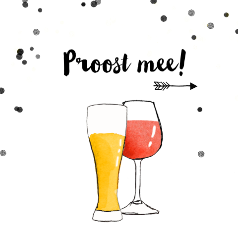 Stoere verjaardag uitnodiging glas bier wijn