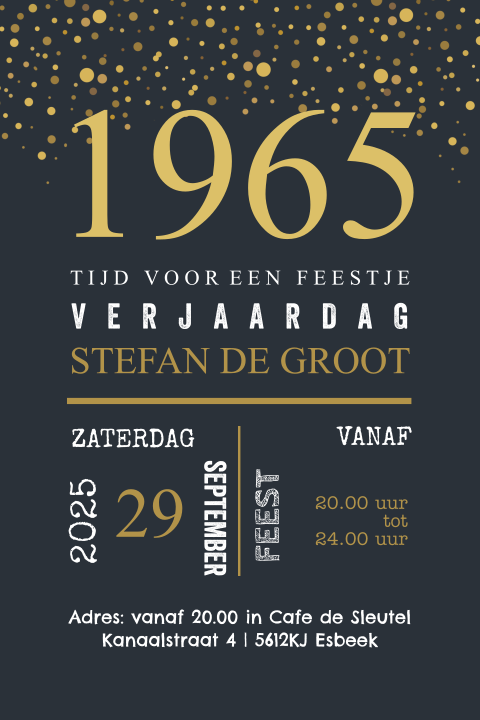 Uitnodiging 60 jaar verjaardag man staand uit 1965