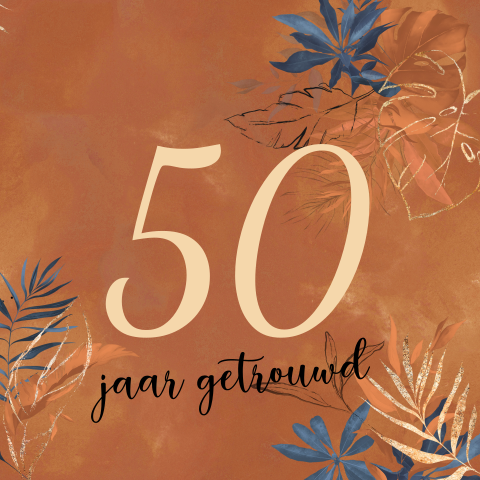 Jubileum 50 jaar uitnodiging botanisch oranje