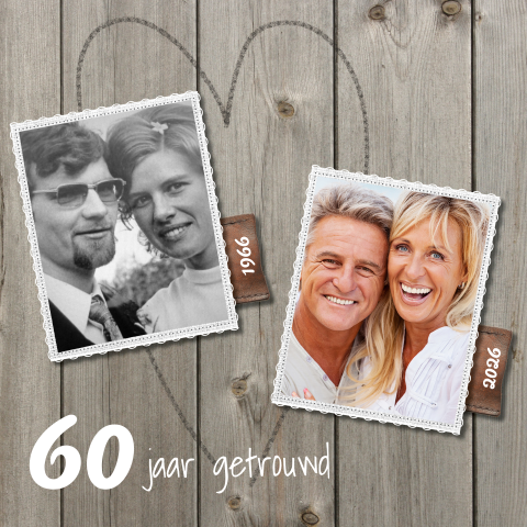 Uitnodiging 60 jaar getrouwd met oude en nieuwe foto