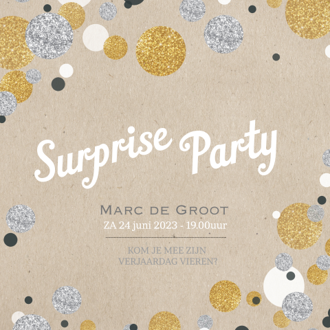 Uitnodiging 30 jaar verrassingsfeestje met confetti 