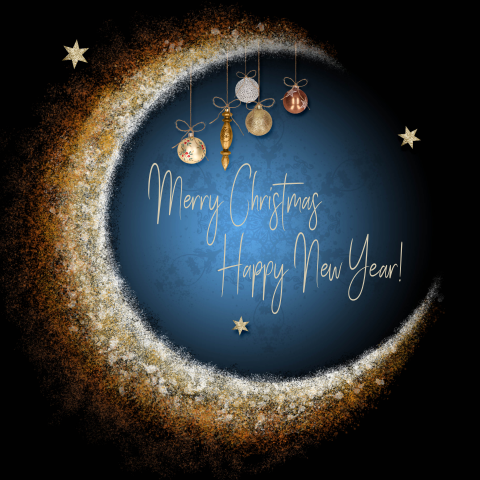Kerstkaart moon and stars