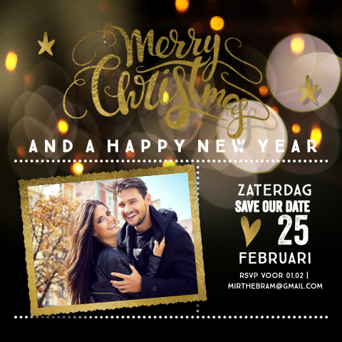 Foto save the date kerstkaart met typografie