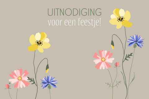 Verjaardagsuitnodiging vrouw met zomerse bloemen