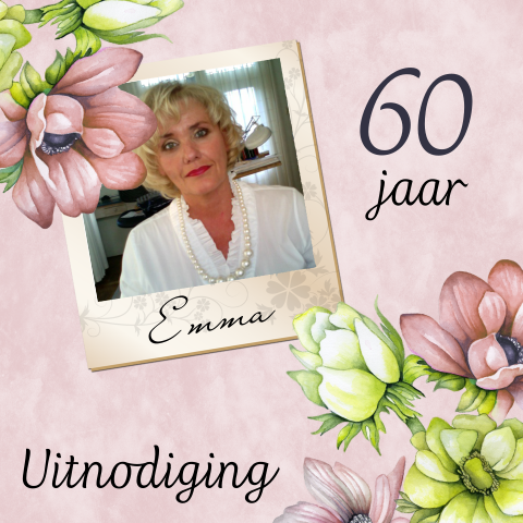 Uitnodiging 60e verjaardag vrouw met anemoon