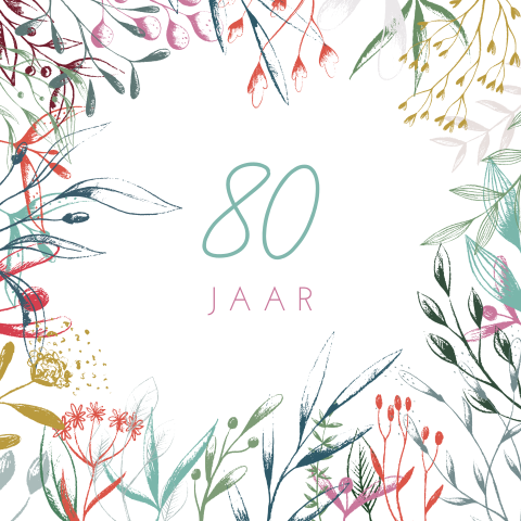 Verjaardag uitnodiging 80 jaar met takjes