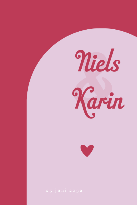 Trouwkaart modern met hippe kleuren colorblocking