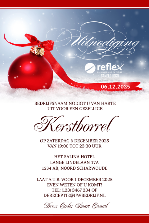 Zakelijke uitnodiging kerstborrel of kerstdiner