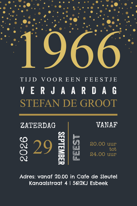 Uitnodiging 60 jaar verjaardag man staand uit 1966