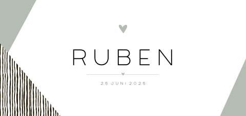 Geboortekaartje jongen grijsgroen trendy geometrisch