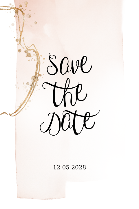 Save the date trouwen watercolor roze goudlook