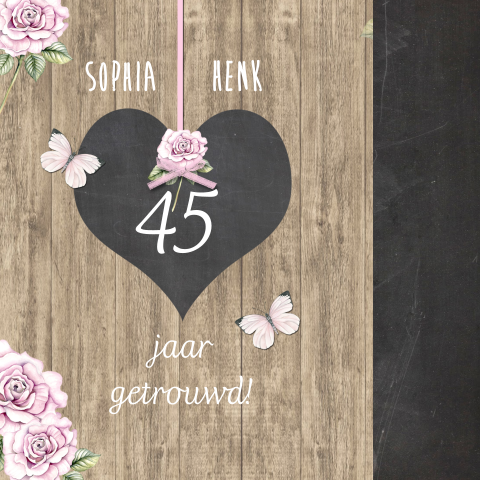 Uitnodiging jubileum 45 jaar getrouwd hart