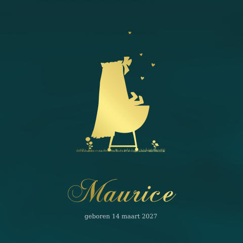 Geboortekaartje wieg baby jongen goudfolie