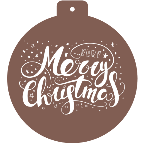 Kerstkaart in stans vorm kerstbal handlettering