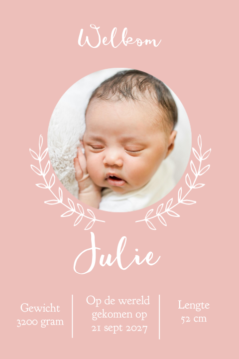 Lief foto geboortekaartje meisje met doodles