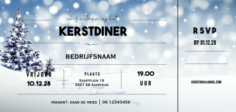 Ticket uitnodiging kerstdiner