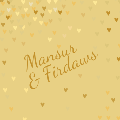 Originele arabische trouwkaart met gouden hartjes