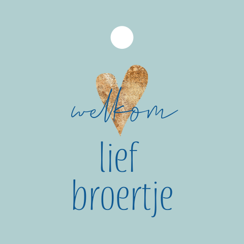 Labeltje geboortekaartje jongen vierkant met boorgaatje