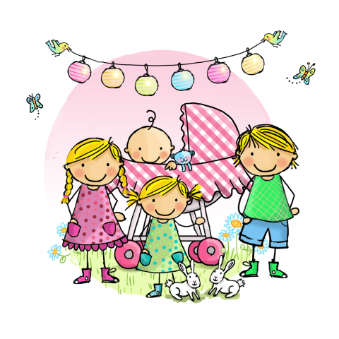 Geboortekaart meisje vierde kindje roze wieg