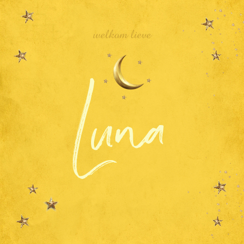 Geboortekaartje maan en sterren voor een meisje