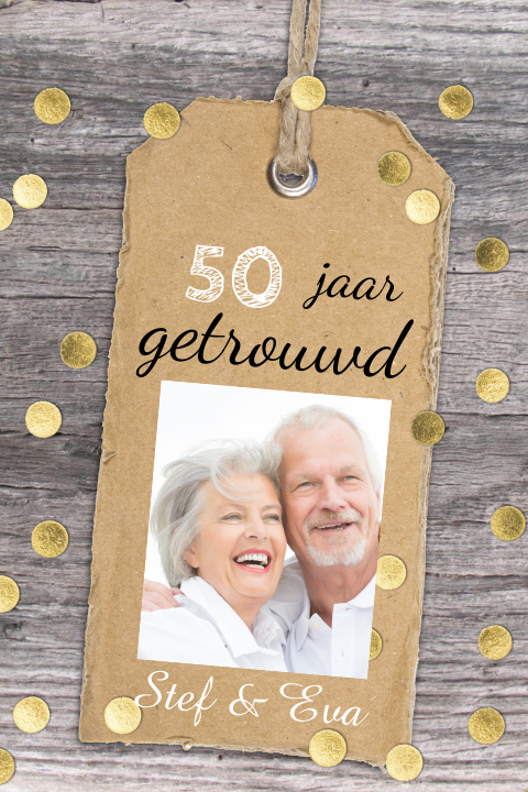 Uitnodiging trouwjubileum 50 jarig jubileum feest met hout