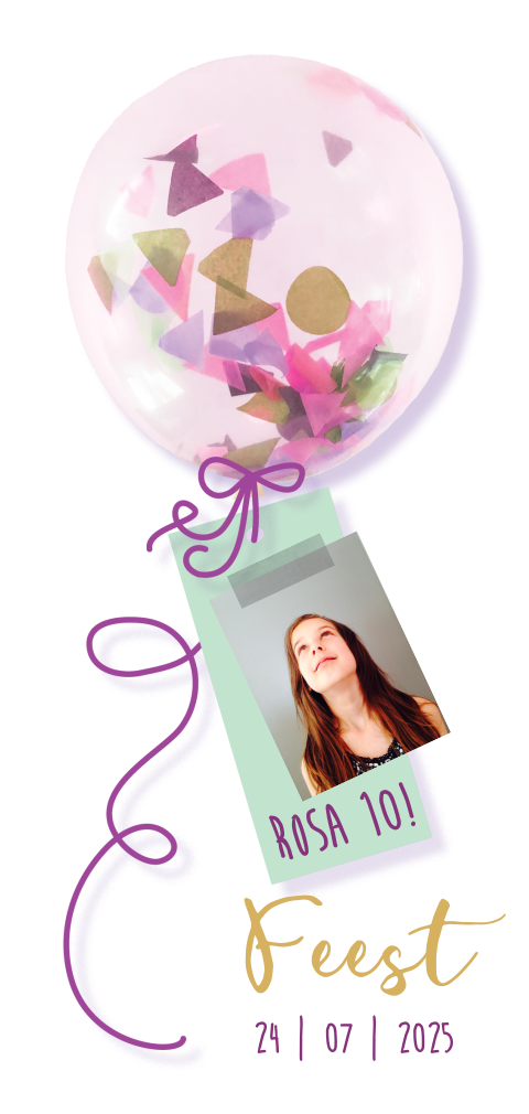 Hippe confetti ballon kaart voor een meisje