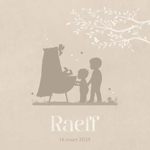 Geboortekaartje jongen 3 broers natural met hoogglans uv spot lak