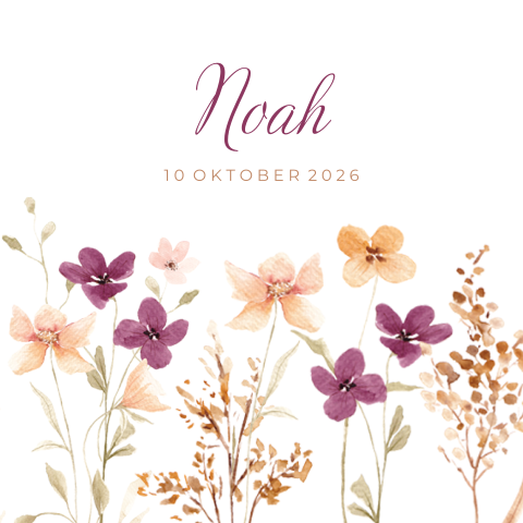 Geboortekaartje voor een meisje met kleurrijke bloemen