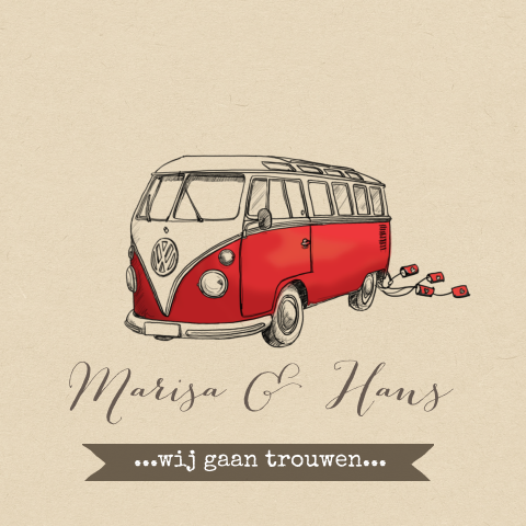 Uitnodiging Trouwen met prachtige Vw busje
