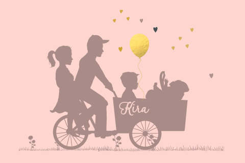 Bakfiets geboortekaartje ouders voor tweede kindje meisje