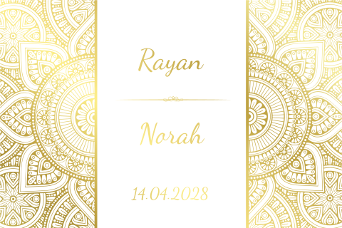Trouwkaart goudfolie druk wit mandala