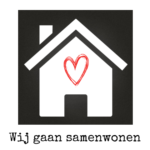 Verhuiskaart wij gaan samenwonen zwart wit met krijtbord
